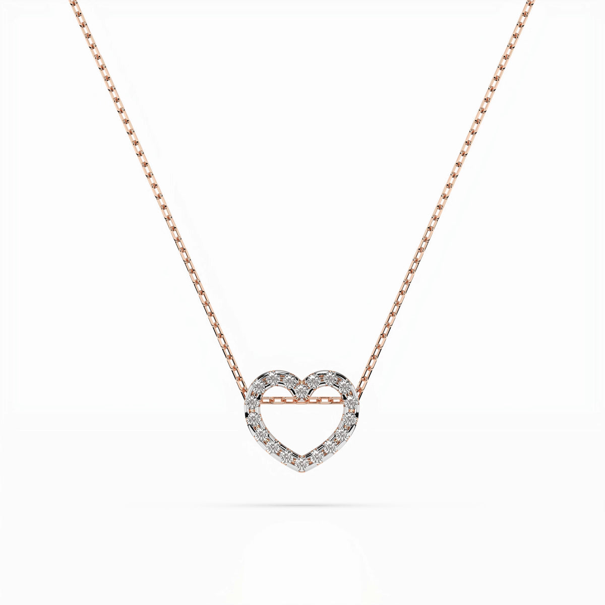 Cora Necklace — Rose Gold diamond heart necklace