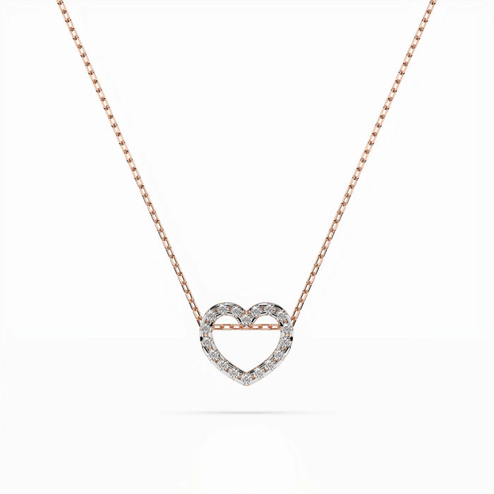 Cora Necklace — Rose Gold diamond heart necklace