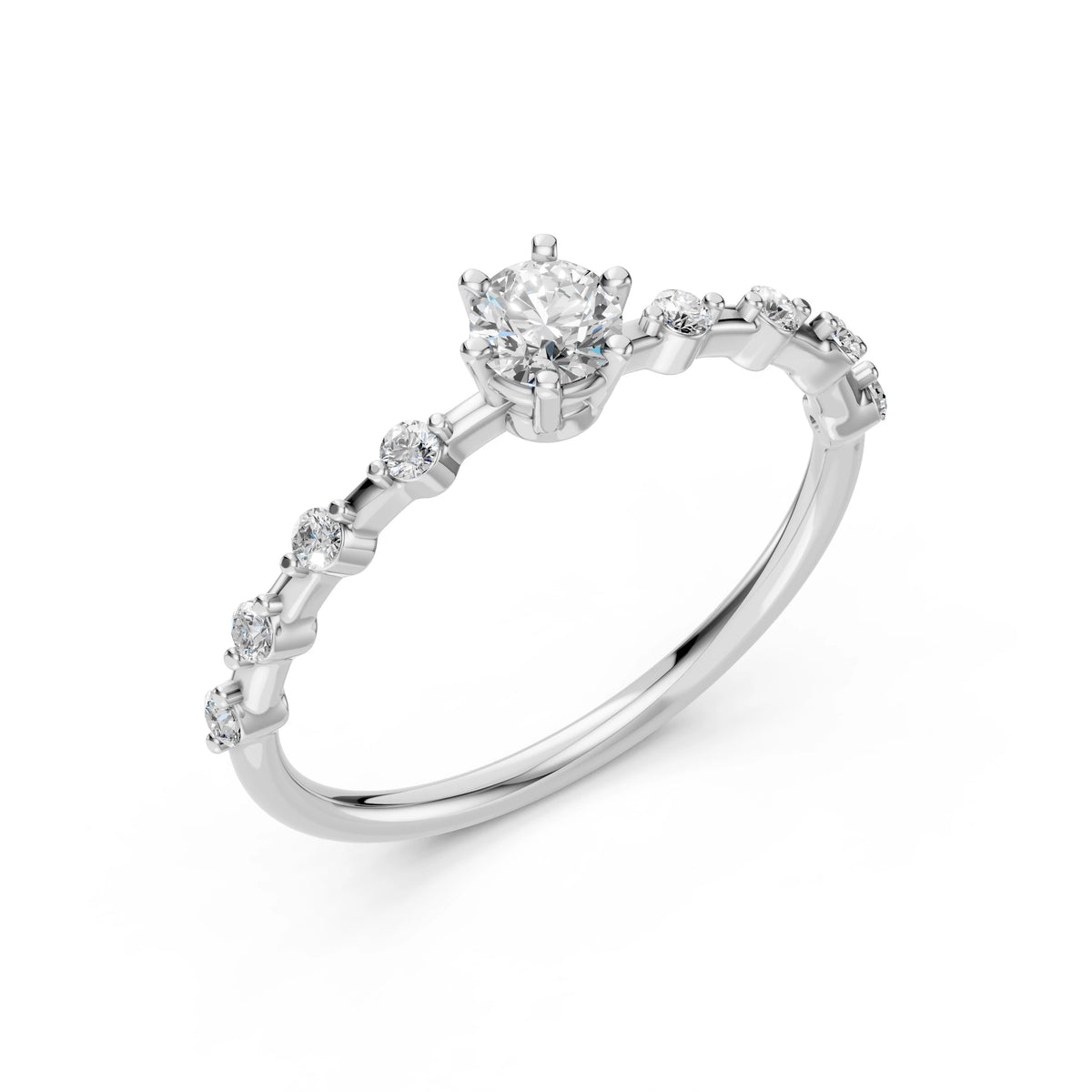 Aster Ring — White Gold round-cut diamond ring