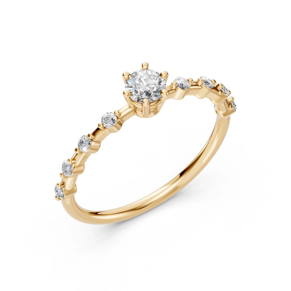 Aster Ring — Yellow Gold round-cut diamond ring