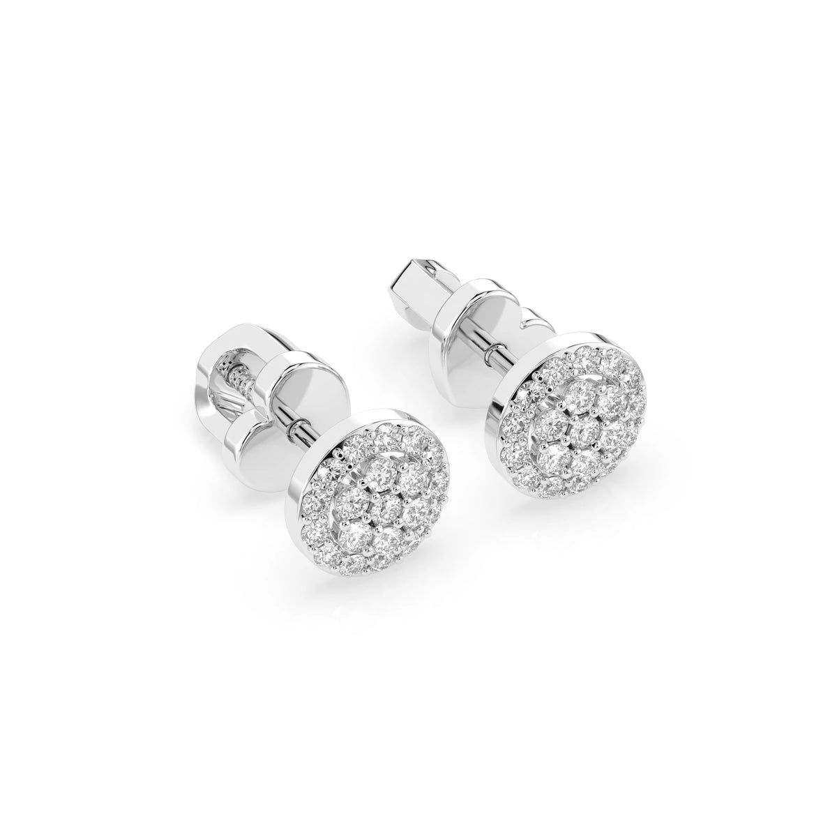 Oris Earrings — White Gold diamond cluster stud earrings
