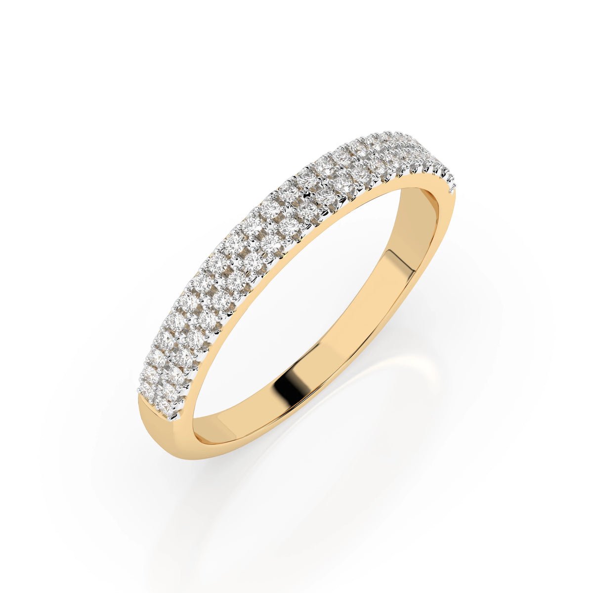 Gemina Ring — Yellow Gold double row diamond ring