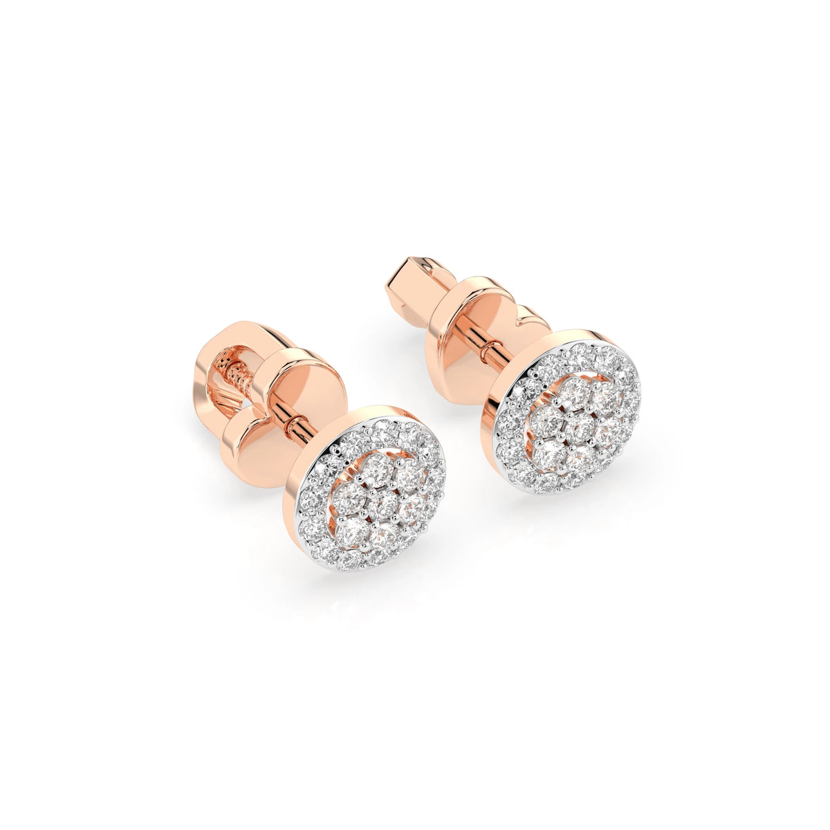 Oris Earrings — Rose Gold diamond cluster stud earrings