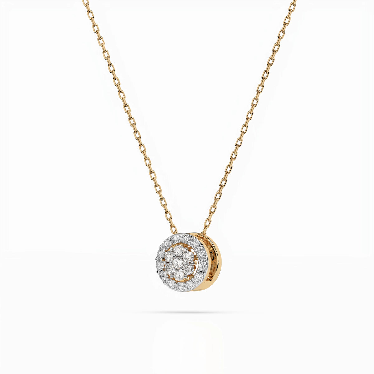 Oria Necklace — Yellow Gold diamond cluster necklace