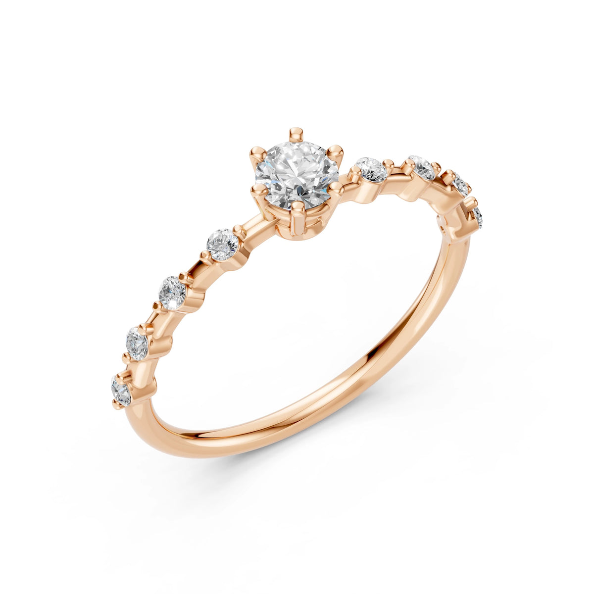 Aster Ring — Rose Gold round-cut diamond ring