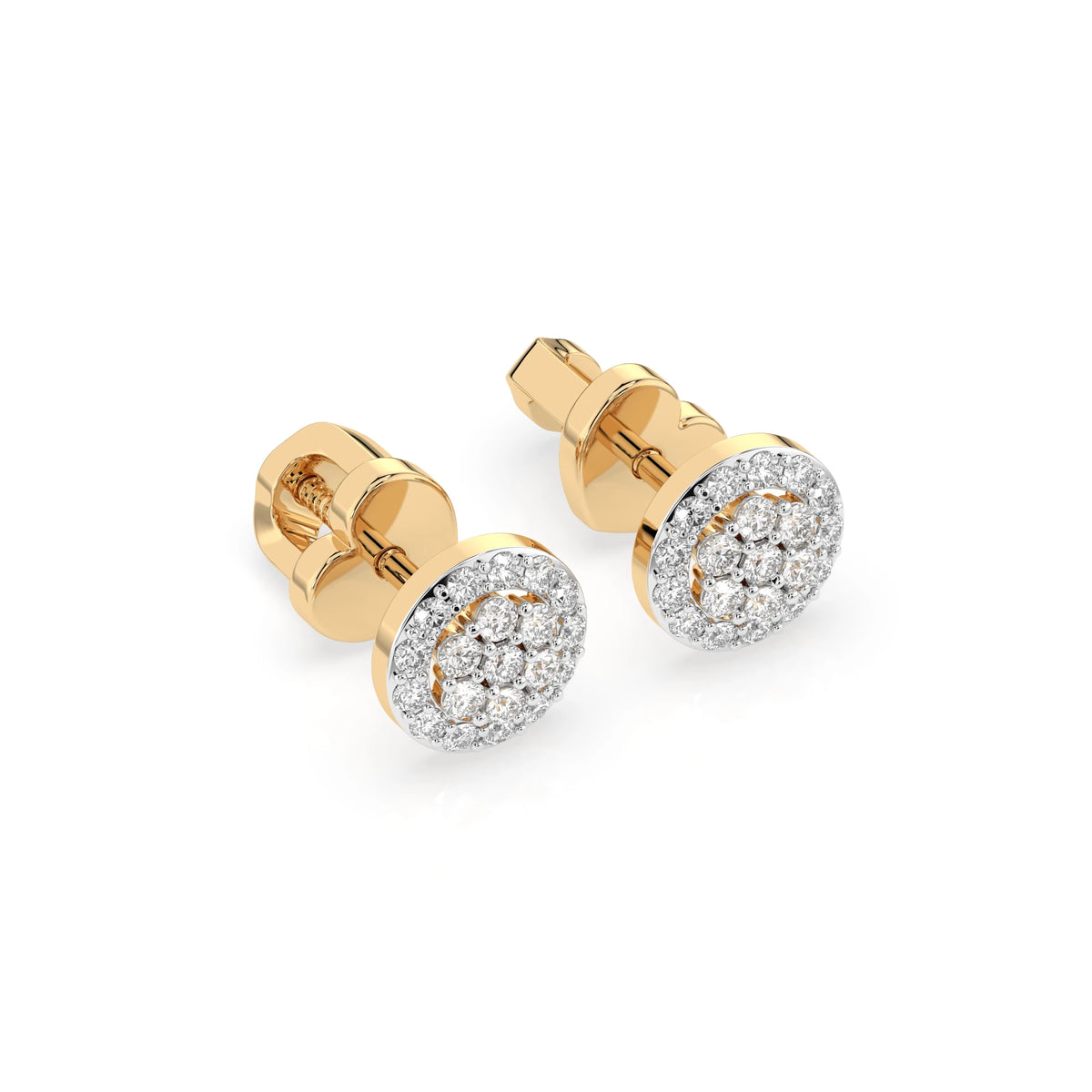Oris Earrings — Yellow Gold diamond cluster stud earrings